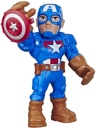 SUPER HERO ADVENTURES Playskool Heroes Mega Mighties Marvel Captain America, 10-Inch Action Figure, For Kids Ages 3 and Up