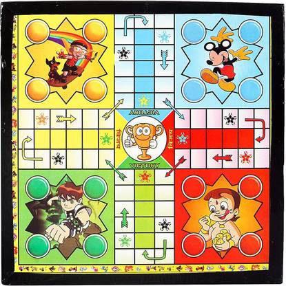 WASEEM GAMES Wooden Board Game 4 Players Ludo & Chess Party & Fun Board Game