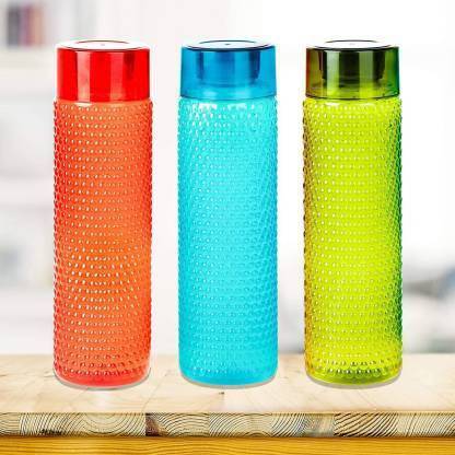 Filox Bottles for Fridge School Use Set of 3 Water Bottle Set, Set of 3, Multicolour 1000 ml Bottle