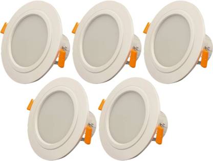 D'Mak 7 Watt Deep junction PC (Poly carbonate) led light for POP and Decorative Purposes (White, Pack of 5) Recessed Ceiling Lamp