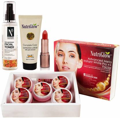 NutriGlow Sona Chandi Facial Kit/Advanced Sunscreen/BB cream / 1 Lipstick