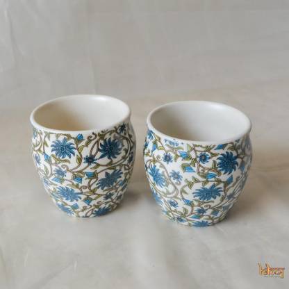 Lyallpur Stores Pack of 2 Ceramic Ceramic Kulhad, set of 2 Kulhad, chini meeti kulhad, handmade printed chai kulhad