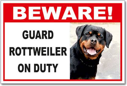 Masstone Beware Guard Rottweiler on Duty Sign board 8 inch x 12 inch Emergency Sign