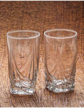 kalka maa creation (Pack of 4) clear transparent heavy bottom with design Glass Set Water/Juice Glass