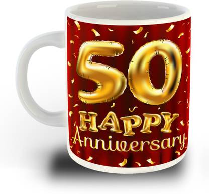 whats your kick Golden Jubilee Anniversary, Happy 50th Anniversary Printed White Inner Colour Ceramic Coffee- Gift for Wife, Gift for Sweet Husband, Best Gift, Unique Gifts (Multi 1) Ceramic Coffee Mug