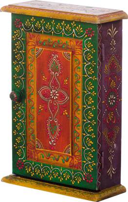 eCraftIndia Floral Work Wooden Box Wood Key Holder