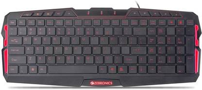 ZEBRONICS Radiant Wired USB Standard Gaming Keyboard Compatible with Desktop, Laptop, Mac