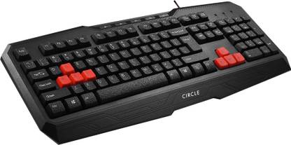 Circle Rude Wired USB Standard Gaming Keyboard Compatible with Desktop, Laptop, Mac
