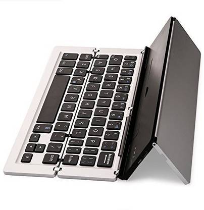 HITECHCART Foldable 3.0 Wireless with Kickstand Stand Holder For Apple iPad iPhone IOS,Andriod Windows Smartphone Bluetooth Handheld Tablet Keyboard Compatible with Desktop, Laptop, Mac