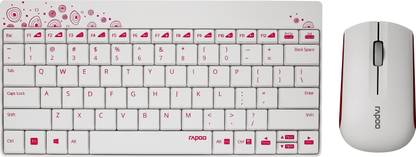 Rapoo 8000 Wireless Keyboard & mouse combo (White & Pink)