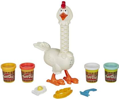 PLAY-DOH Animal Crew Cluck-a-Dee Feather Fun Chicken Toy Farm Animal Playset with 4 Non-Toxic Colors