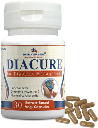 Deep Ayurveda DIACURE | DIABETES SUPPORT | 30 EXTRACT BASED VEG. CAPSULE | PACK OF 1