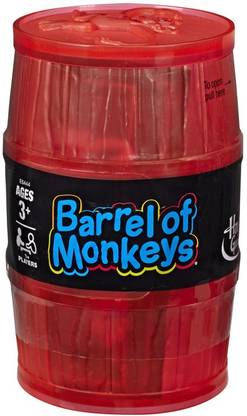 हस्ब्रो गेमिंग Barrel of Monkeys Neon Pop Game Monkey Chain Game for Kids Ages 3 and Up for 1 or More Players बोर्ड गेम