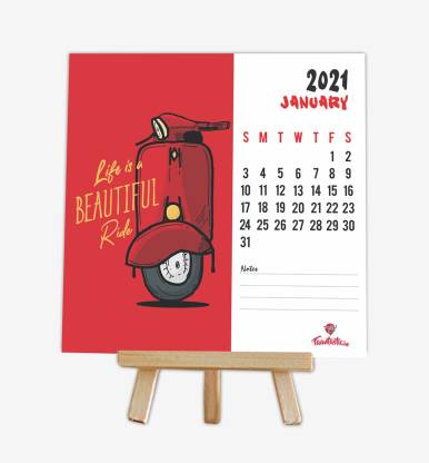 faantastic Motivational Quotes Mini Calendar 2021 with Wooden Stand, Desk Calendar 2021 Table Calendar