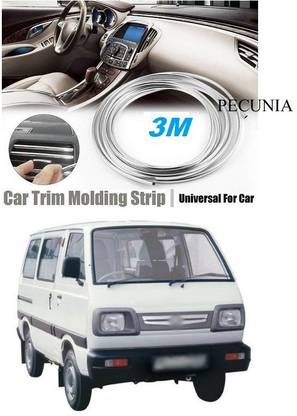 PECUNIA Chrome Sticky Car Door Edge Scratch Guard Trim Molding Protector Cover U Shape Air Vent Edge Decoration(3 METER) G169 Matte, Glossy, Chrome Maruti Omni Side Garnish
