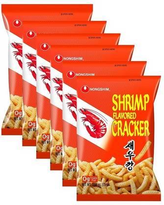 Nongshim Shrimp Flavoured Cracker- 75g (Pack of 6) (Imported) Crackers