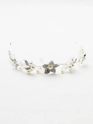 odette Silver & White Pearls Hair Wine Hair Accessory Set