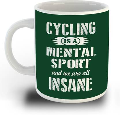 whats your kick Cycling is a mental sport dark Green ceramic white inner coffee mug (Multi 18) Ceramic Coffee Mug