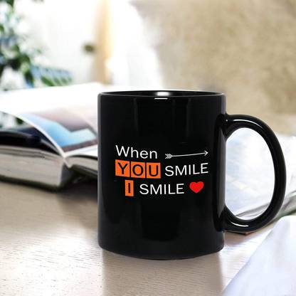 DKraft When You Smile, I Smile Quotes Coffee, Ceramic Cup Great Gift Idea to Someone Who Makes You Smile (Black) Ceramic Coffee Mug