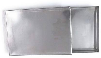 bakery hub Stainless Steel Storage/Bakery Tray with Lid 14x10x2 Inch Baking Dish