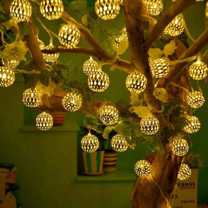A one creations 14 LEDs 5.08 m Gold Steady Ball Rice Lights
