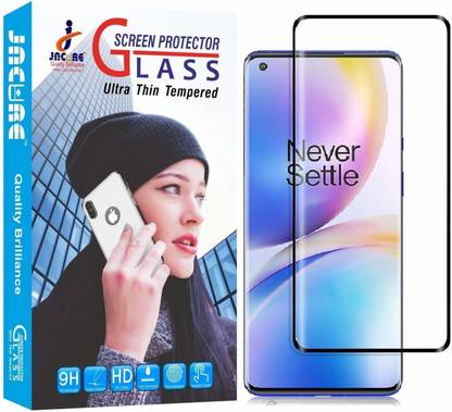 Jacure Edge To Edge Tempered Glass for Jacure™ Designed For Oneplus 8 Tempered Glass Edge to Edge HD-Clear Full View [Side Adhesive][Full Coverage] [Bubble-Free][Case Friendly][Curved]Tempered Glass One Plus 8