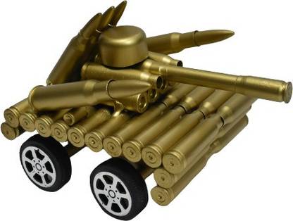 Elburs Elburs | Creative Gold Bullet Shell Metal Tank | Unique New Model Bullet Shell Casing Shape Cannon | Indian Army Tank | Military Gift Decorative Showpiece  -  9 cm