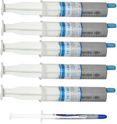 ATEKT Thermal Grease Paste Heat Sink Compound for CPU & Chipsets (Grey, 30 g) pack of 5 with 1 ( 10 g ) paste extra Carbon Based Thermal Paste (30 g 5 W/mK) Carbon Based Thermal Paste