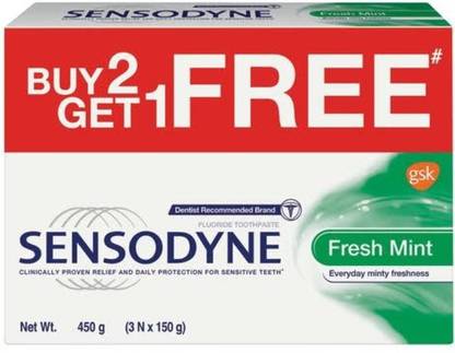 SENSODYNE Fresh Mint Sensitive Toothpaste - Buy 2 Get 1 Free Toothpaste