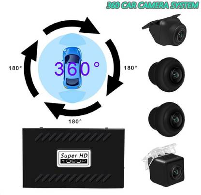 DealT Universal 1080P HD 3D 4 Camera 360 Degree Bird View system Surround View Panoramic System Car DVR Recording Function Reverse Assist Camera System