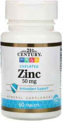 21st Century Zinc Chelated 50 mg 60 Tablets