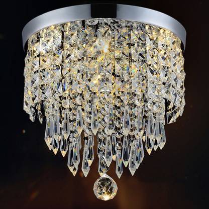 Ganeshart Crystal Glass Chandelier/Ceiling Light with 1 Led Light for Living Room, Restaurants, Hotels, width: 9inch (Light Color: Warm White Chandelier Ceiling Lamp