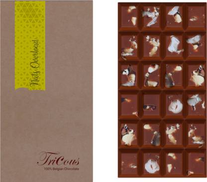 Tricous Nuts Overload, Milk & Belgium Chocolate Bar (80 GMS, 1 Pieces) Bars