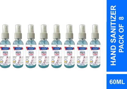 DNA Lifestyle Safe+  Cleanser Spray - 60ml (Pack of 8) Sanitizer Spray Pump Dispenser