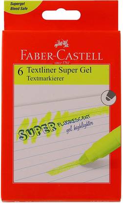 FABER-CASTELL Super Gel Textliner - Pack of 6 Yellow