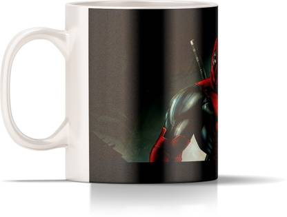 5 ACE deadpool g Superhero Printed Tea and Coffee Ceramic Glossy - 350 ml Ceramic Coffee Mug