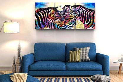 PRINTDECORS THREE ZEBRA Digital Reprint 24 inch x 16 inch Painting
