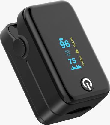Rivo Pulse OximeterBlack Finger Pulse Blood Oxygen SpO2 Monitor Pulse Oxygen Meter Finger oximeter Heart Rate Monitors [Free Battery] Pulse Oximeter