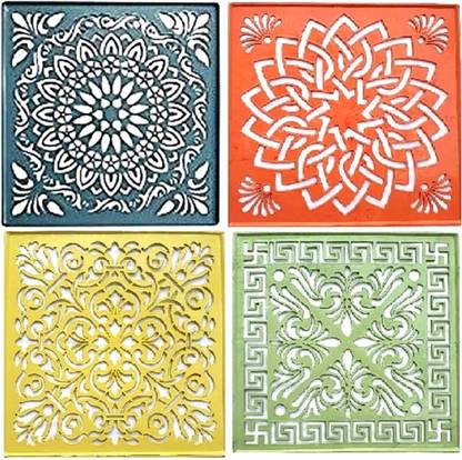 Upyukat Plastic Unique Rangoli Stencils 12X12 Inches- Set of 4 Pcs Rangoli Stencil