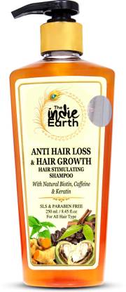 THE INDIE EARTH Anti Hair Loss & Hair Growth Stimulating Shampoo With Natural Biotin Caffeine & Keratin 250ml Best Anti Hair Loss Shampoo, Best Hair Growth Shampoo