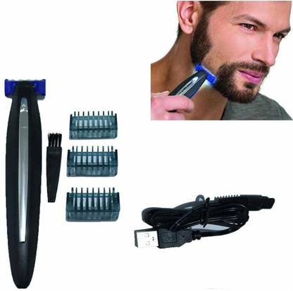 SCMEBE Hyper-Advanced Full Body Cordless Smart MicroTouch Solo Smart Beard Trimmer And Razor Shaver For Men with Three Trimming Combs Runtime:Rechargeable Shaver Trimmer And Edger Runtime For Men Trimmer 60 min  Runtime 4 Length Settings