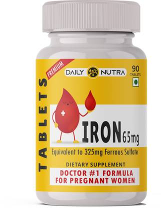 DAILY NUTRA Folic Acid & Iron 65 mg Equivalent to 325 mg Ferrous Sulfate