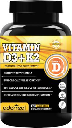 Adorreal Vitamin D3 + K2 Essential for Bone Health (Pack of 1)