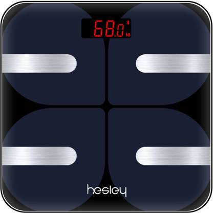 HESLEY Premium Smart Bluetooth Body Fat Weighing Scale ,BMI Weighing Machine Wireless Digital Bathroom Weight Scale with 18 Essential Measurements and ITO Conductive Glass,FDA Approved Body Composition Analyzer with App (Bluetooth Sensor Technology) Weighing Scale