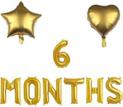 Balloons 6 Months Balloon, 1/2 Year Banner, 6 Months Pregnant/One Half Year Birthday Baby Shower Party Supplies Decorations/6 month Birthday Combo