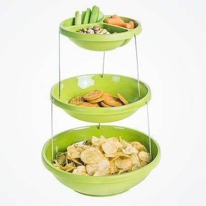 saluna Plastic Serving Bowl 3 Layer Serving Bowl Twist Collapsible Party Bowl, The Decorative Plastic Bowls Nesting Stand