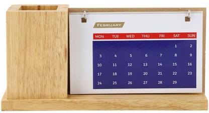 Family store Wooden Calendar with Pen Stand Updated year Table Calendar