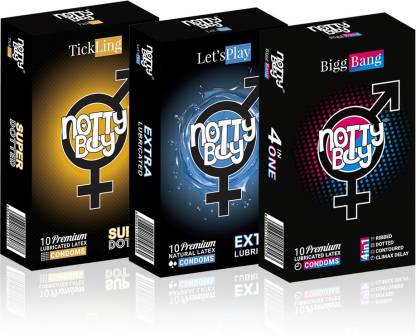 18+ NottyBoy Honeymoon Special Multi Variety Pack Condom  (Set of 3, 30 Sheets)