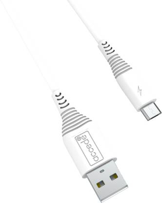 Accede Micro USB Cable 2 A 1 m PVC A100m Jet-X 2.4Amp Micro USB Data Cable- white