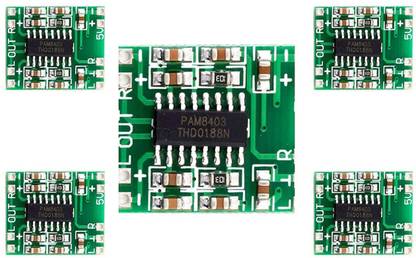 ERHIndia PAM8403 Super Mini Digital Amplifier Board 5pic Set 2 * 3W Class D Digital 2.5V to 5V Power Amplifier Board Efficient - Pack of 10 Electronic Components Electronic Hobby Kit